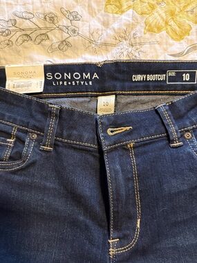 Sonoma Curvy Bootcut Jeans in Dark Blue Denim size 10
